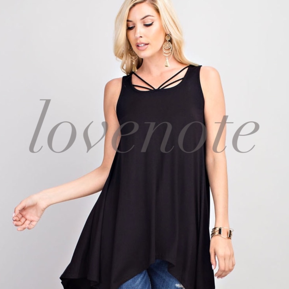 PREMIUM BAMBOO SLEEVELESS TRAPEZE TUNIC TANK TOP - Picture 3 of 3